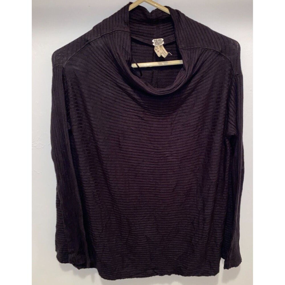 Free People We The Free Lover Rib Thermal Top Black Split Back  Women's XS